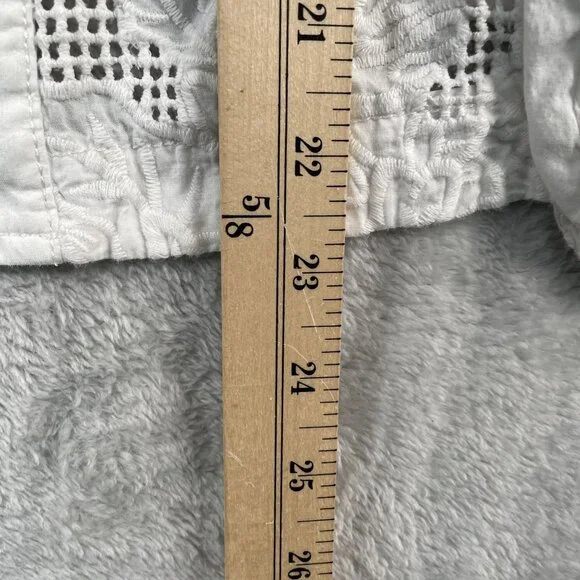 A by Anthropologie Anarok Button Down Womens Small White Eyelet Coat - Picture 7 of 8